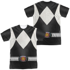 Mighty Morphin Power Rangers Black Ranger (Front/Back Print) Men's Regular Fit Polyester Short-Sleeve T-Shirt