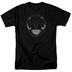 Mighty Morphin Power Rangers Black Ranger Mask Men's 18/1 Cotton Short-Sleeve T-Shirt