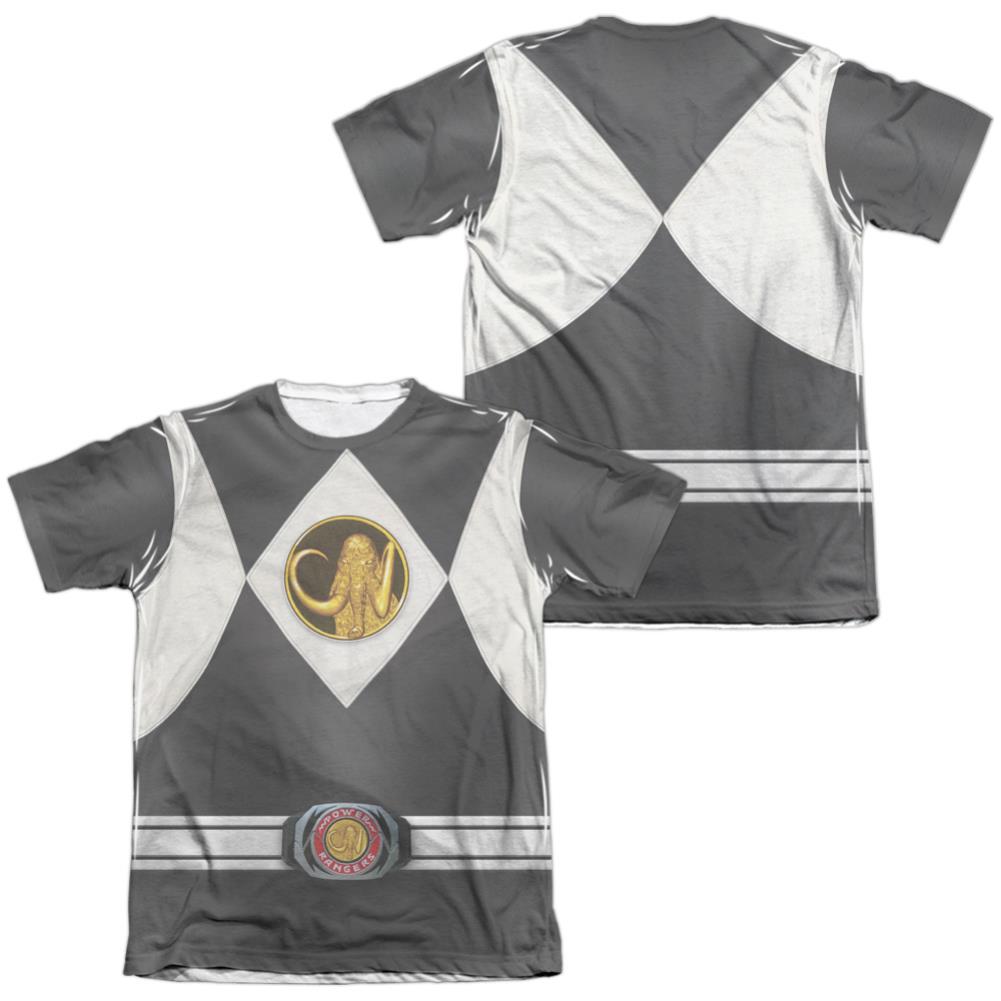 Mighty Morphin Power Rangers Black Ranger Uniform (Front/Back Print) Men's Regular Fit Poly Cotton Short-Sleeve T-Shirt