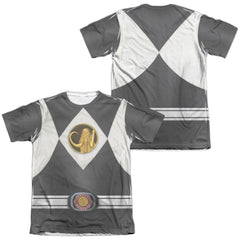 Mighty Morphin Power Rangers Black Ranger Uniform (Front/Back Print) Men's Regular Fit Poly Cotton Short-Sleeve T-Shirt