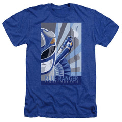 Mighty Morphin Power Rangers Blue Ranger Deco Men's 30/1 Heather 60 40 Poly Short-Sleeve T-Shirt