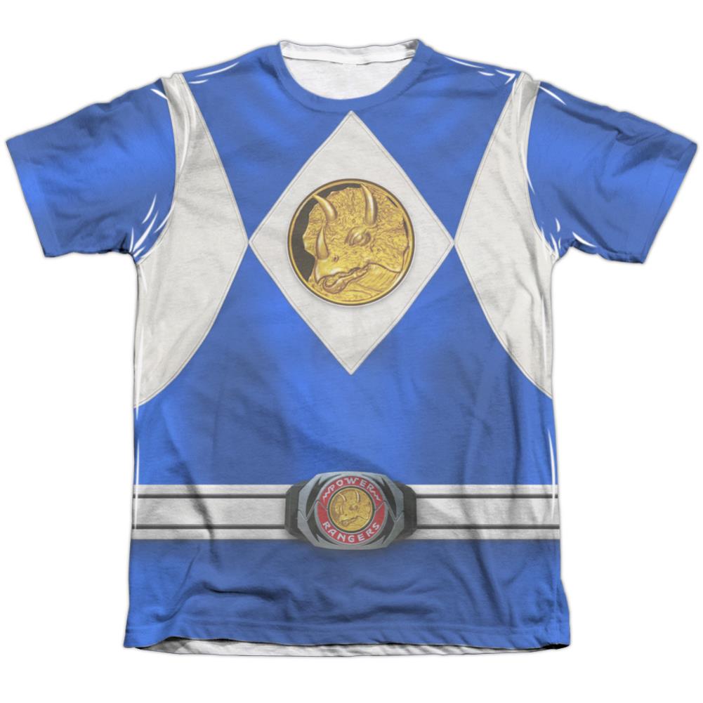 Mighty Morphin Power Rangers Blue Ranger Emblem Men's Regular Fit Poly Cotton Short-Sleeve T-Shirt