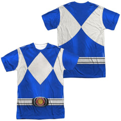 Mighty Morphin Power Rangers Blue Ranger (Front/Back Print) Men's Regular Fit Polyester Short-Sleeve T-Shirt