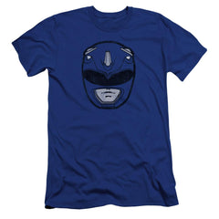 Mighty Morphin Power Rangers Blue Ranger Mask Men's Ultra-Soft 30/1 Cotton Slim Short-Sleeve T-Shirt