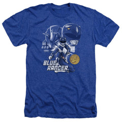 Mighty Morphin Power Rangers Blue Ranger Men's 30/1 Heather 60 40 Poly Short-Sleeve T-Shirt