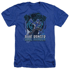 Mighty Morphin Power Rangers Blue Ranger Men's 30/1 Heather 60 40 Poly Short-Sleeve T-Shirt
