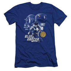 Mighty Morphin Power Rangers Blue Ranger Men's Ultra-Soft 30/1 Cotton Slim Short-Sleeve T-Shirt