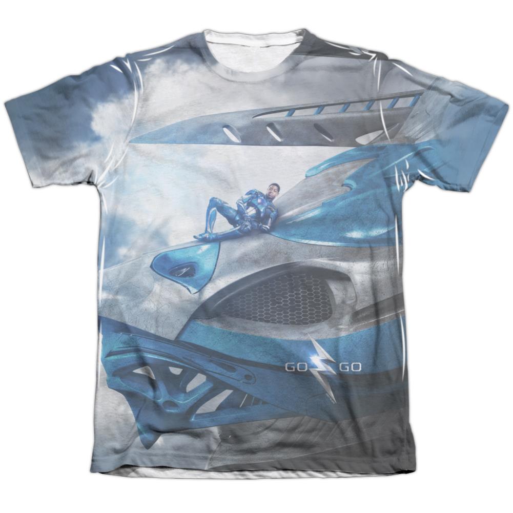 Mighty Morphin Power Rangers Blue Zord Poster Men's Regular Fit Poly Cotton Short-Sleeve T-Shirt