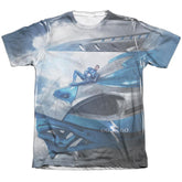 Mighty Morphin Power Rangers Blue Zord Poster Men's Regular Fit Poly Cotton Short-Sleeve T-Shirt