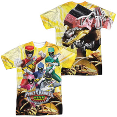 Mighty Morphin Power Rangers Charged For Battle (Front/Back Print) Men's Regular Fit Polyester Short-Sleeve T-Shirt