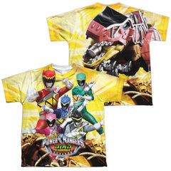 Mighty Morphin Power Rangers Charged For Battle (Front/Back Print) Youth Regular Fit Poly Short-Sleeve T-Shirt