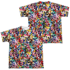 Mighty Morphin Power Rangers Crowd Of Rangers (Front/Back Print) Youth Regular Fit Poly Short-Sleeve T-Shirt