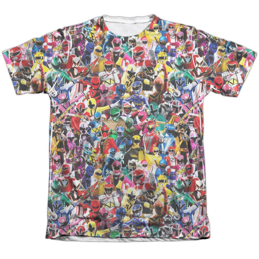Mighty Morphin Power Rangers Crowd Of Rangers Men's Regular Fit Poly Cotton Short-Sleeve T-Shirt