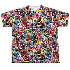 Mighty Morphin Power Rangers Crowd Of Rangers Youth Regular Fit Poly Short-Sleeve T-Shirt
