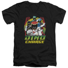 Mighty Morphin Power Rangers Dino Lightning Men's 30/1 Cotton Slim V-Neck T-Shirt