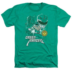 Mighty Morphin Power Rangers Green Ranger Men's 30/1 Heather 60 40 Poly Short-Sleeve T-Shirt