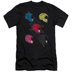 Mighty Morphin Power Rangers Line Helmets Men's Ultra-Soft 30/1 Cotton Slim Short-Sleeve T-Shirt
