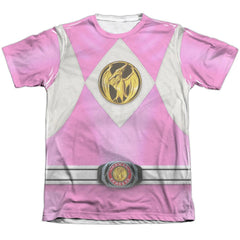 Mighty Morphin Power Rangers Pink Ranger Emblem Men's Regular Fit Poly Cotton Short-Sleeve T-Shirt