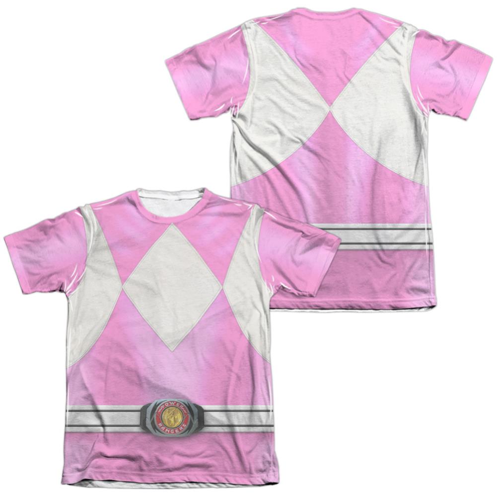 Mighty Morphin Power Rangers Pink Ranger (Front/Back Print) Men's Regular Fit Poly Cotton Short-Sleeve T-Shirt