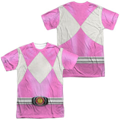 Mighty Morphin Power Rangers Pink Ranger (Front/Back Print) Men's Regular Fit Polyester Short-Sleeve T-Shirt