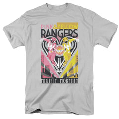 Mighty Morphin Power Rangers Pink & Yellow Deco Men's 18/1 Cotton Short-Sleeve T-Shirt