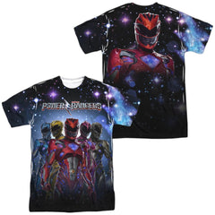 Mighty Morphin Power Rangers Power Surge (Front/Back Print) Men's Regular Fit Polyester Short-Sleeve T-Shirt