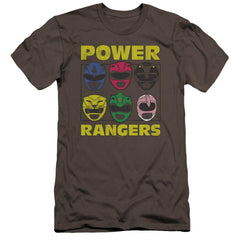 Mighty Morphin Power Rangers Ranger Heads Men's Ultra-Soft 30/1 Cotton Slim Short-Sleeve T-Shirt