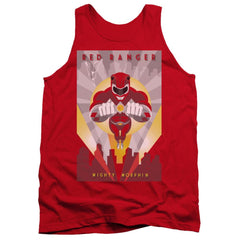 Mighty Morphin Power Rangers Red Deco Men's 18/1 Cotton Tank Top
