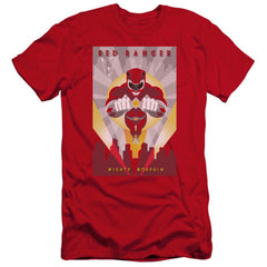 Mighty Morphin Power Rangers Red Deco Men's Ultra-Soft 30/1 Cotton Slim Short-Sleeve T-Shirt