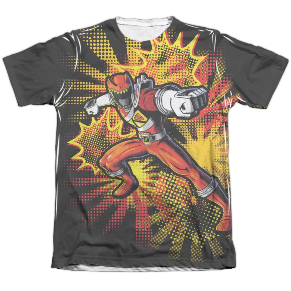 Mighty Morphin Power Rangers Red Ranger Burst Men's Regular Fit Poly Cotton Short-Sleeve T-Shirt