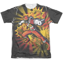 Mighty Morphin Power Rangers Red Ranger Burst Men's Regular Fit Poly Cotton Short-Sleeve T-Shirt