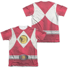 Mighty Morphin Power Rangers Red Ranger Emblem (Front/Back Print) Men's Regular Fit Poly Cotton Short-Sleeve T-Shirt