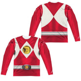 Mighty Morphin Power Rangers Red Ranger Emblem (Front/Back Print) Men's Regular Fit Polyester Long-Sleeve T-Shirt