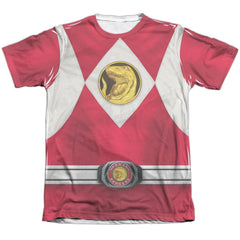 Mighty Morphin Power Rangers Red Ranger Emblem Men's Regular Fit Poly Cotton Short-Sleeve T-Shirt