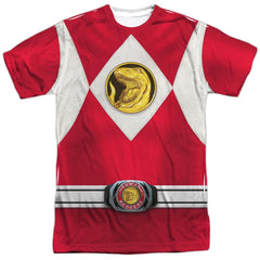 Mighty Morphin Power Rangers Red Ranger Emblem Men's Regular Fit Polyester Short-Sleeve T-Shirt