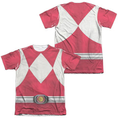 Mighty Morphin Power Rangers Red Ranger (Front/Back Print) Men's Regular Fit Poly Cotton Short-Sleeve T-Shirt