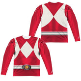 Mighty Morphin Power Rangers Red Ranger (Front/Back Print) Men's Regular Fit Polyester Long-Sleeve T-Shirt