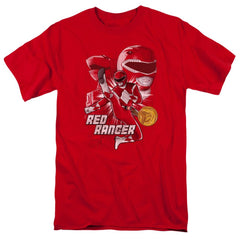 Mighty Morphin Power Rangers Red Ranger Men's 18/1 Cotton Short-Sleeve T-Shirt
