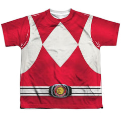 Mighty Morphin Power Rangers Red Ranger Youth Regular Fit Poly Short-Sleeve T-Shirt