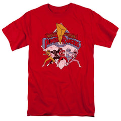 Mighty Morphin Power Rangers Retro Rangers Men's 18/1 Cotton Short-Sleeve T-Shirt