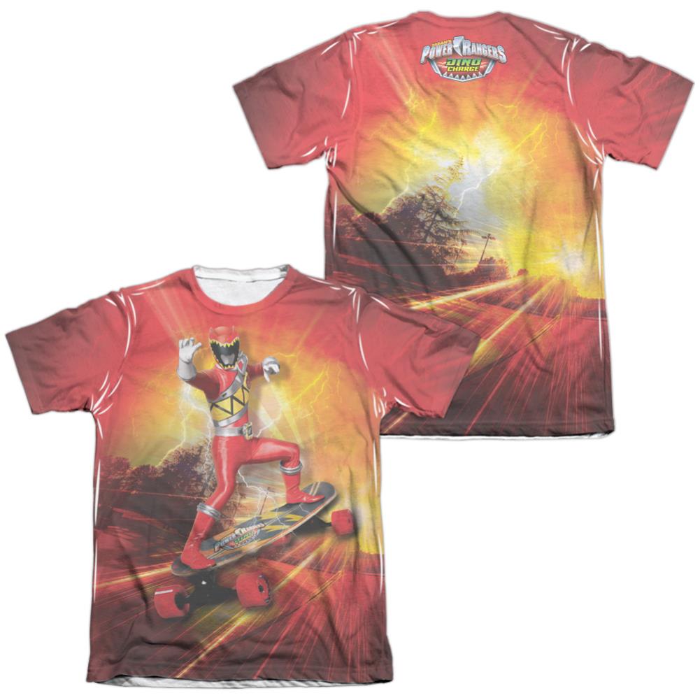 Mighty Morphin Power Rangers Skater (Front/Back Print) Men's Regular Fit Poly Cotton Short-Sleeve T-Shirt