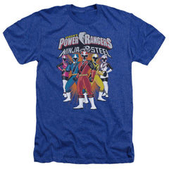 Mighty Morphin Power Rangers Team Lineup Men's 30/1 Heather 60 40 Poly Short-Sleeve T-Shirt