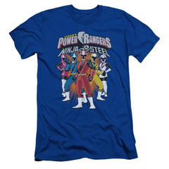 Mighty Morphin Power Rangers Team Lineup Men's Ultra-Soft 30/1 Cotton Slim Short-Sleeve T-Shirt