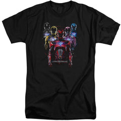 Mighty Morphin Power Rangers Team Of Rangers Men's 18/1 Tall Cotton Short-Sleeve T-Shirt