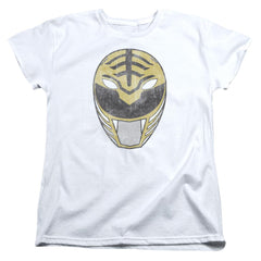 Mighty Morphin Power Rangers White Ranger Mask Women's 18/1 Cotton Short-Sleeve T-Shirt
