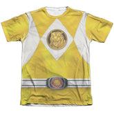 Mighty Morphin Power Rangers Yellow Ranger Emblem Men's Regular Fit Poly Cotton Short-Sleeve T-Shirt