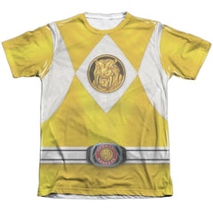 Mighty Morphin Power Rangers Yellow Ranger Emblem Men's Regular Fit Poly Cotton Short-Sleeve T-Shirt