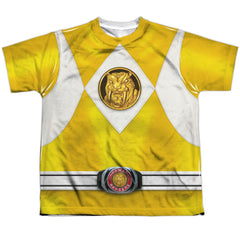 Mighty Morphin Power Rangers Yellow Ranger Emblem Youth Regular Fit Poly Short-Sleeve T-Shirt