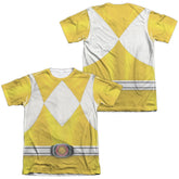 Mighty Morphin Power Rangers Yellow Ranger (Front/Back Print) Men's Regular Fit Poly Cotton Short-Sleeve T-Shirt