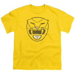 Mighty Morphin Power Rangers Yellow Ranger Mask Youth 18/1 100% Cotton Short-Sleeve T-Shirt